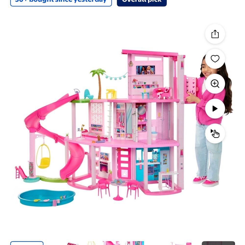 Barbie Pink Multi-Level Mansion Playset with Slide, Swing & Pool